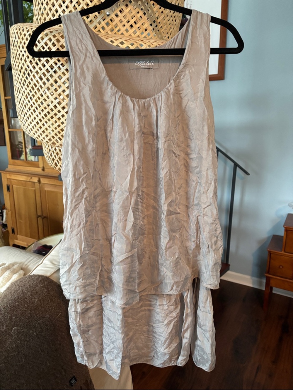 Light Silver Sleeveless Layered Tank Dress